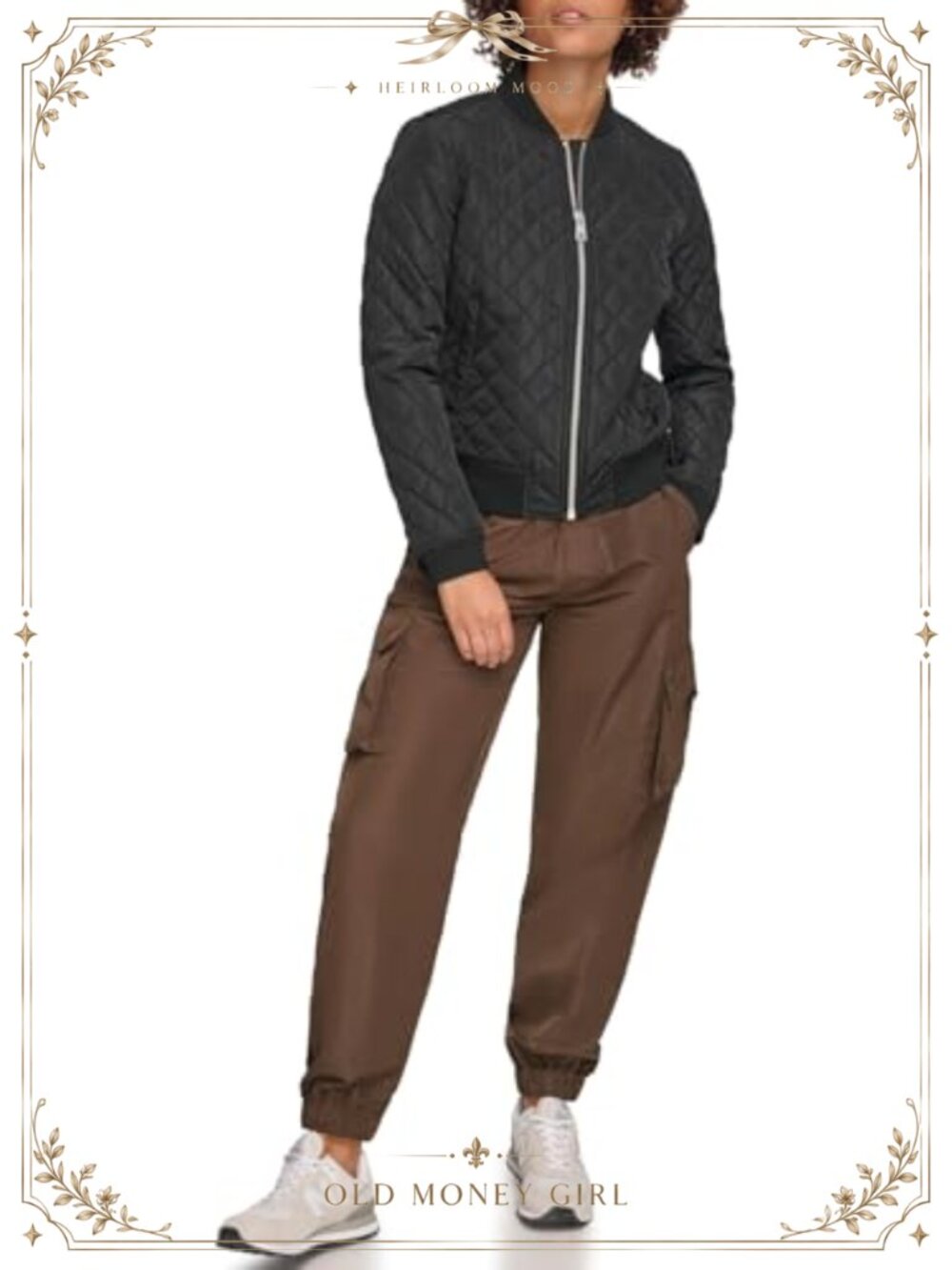 Diamond Quilted Bomber Jacket Memory Fabric Zip Pockets Casual